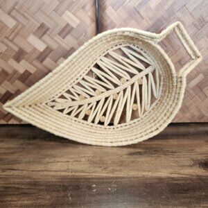 Vintage Leaf Woven Basket‎ For Wall or Table Decorative Bread Basket Boho Decor